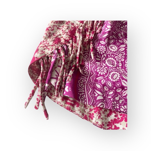 new Gypsy05 ꧁ Mixed Print Voile Fringe Shorts ꧂ Fuchsia Pink ꧂ Large ꧂ Festival - Picture 7 of 16